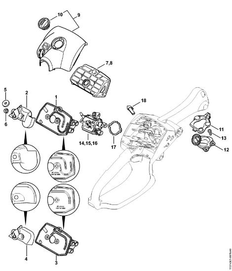 Motosierras de gasolina (MS) MS 193 C-E Filtro de aire, codo de la marca Stihl
