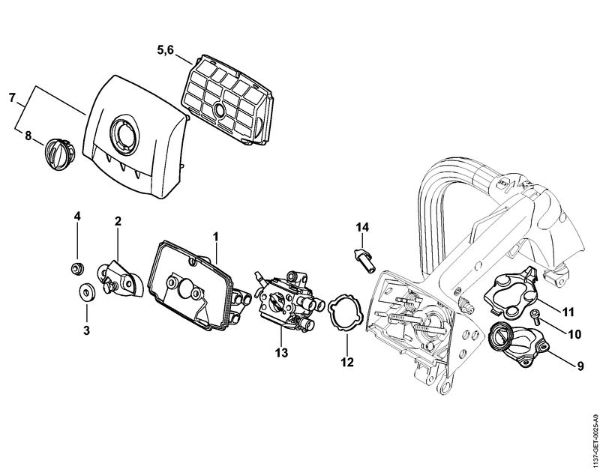 Motosierras de gasolina (MS) MS 194 T Filtro de aire, codo de la marca Stihl