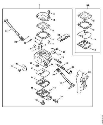 Motosierras de gasolina (MS) MS 200 Carburador C1Q-S127 de la marca Stihl