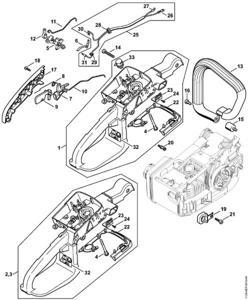 Motosierras de gasolina (MS) MS 200 Carcasa de la empuóadura MS 200 de la marca Stihl