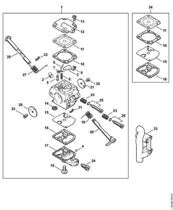 Motosierras de gasolina (MS) MS 200 T Carburador C1Q-S32 (20.2003), (41.2006) de la marca Stihl