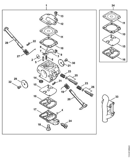 Motosierras de gasolina (MS) MS 200 T Carburador C1Q-S32 (20.2003), (41.2006) de la marca Stihl