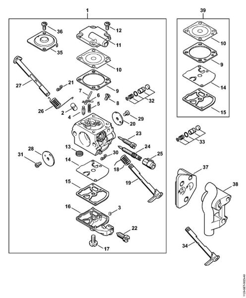 Motosierras de gasolina (MS) MS 200 T Carburador C1Q-S61 (32.2005), (41.2006), (19.2008) de la marca Stihl