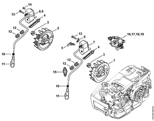 Motosierras de gasolina (MS) MS 201 Sistema de encendido de la marca Stihl