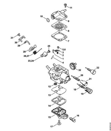Motosierras de gasolina (MS) MS 201 C-E Carburador CC1Q-S251, C1Q-S249, C1Q-S215, C1Q-S189 de la marca Stihl