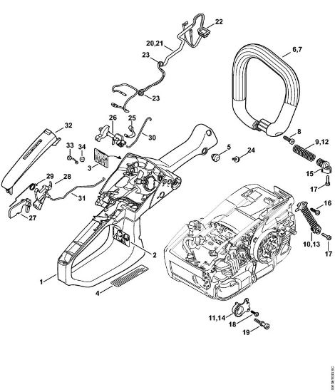 Motosierras de gasolina (MS) MS 201 C-E Carcasa de la empuóadura, manillar tubular de la marca Stihl