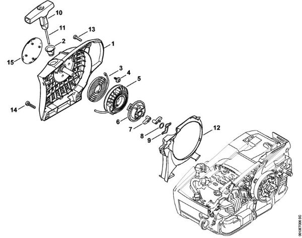 Motosierras de gasolina (MS) MS 201 C-E Mecanismo de arranque ErgoStart de la marca Stihl