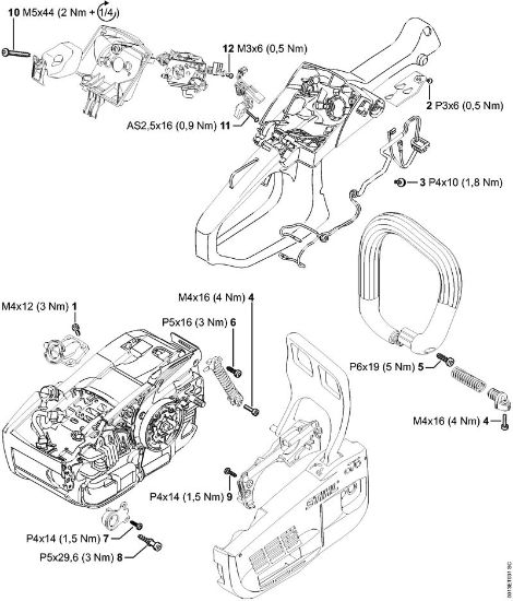 Motosierras de gasolina (MS) MS 201 C-E Pares de apriete de la marca Stihl