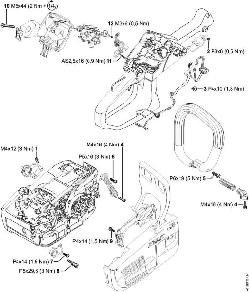 Motosierras de gasolina (MS) MS 201 C-E Pares de apriete de la marca Stihl