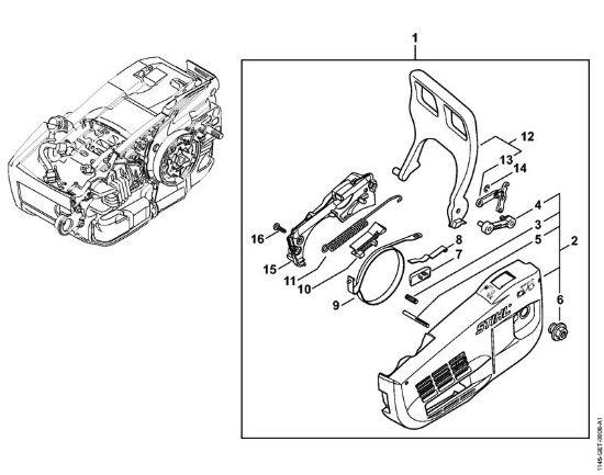 Motosierras de gasolina (MS) MS 201 C-E Tapa del pióón de cadena, Protector salvamanos de la marca Stihl