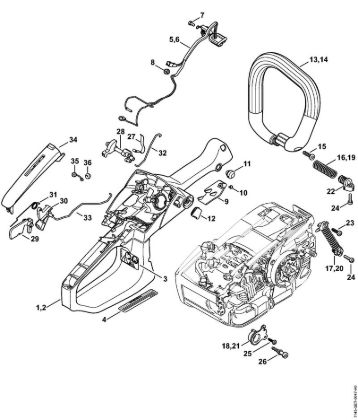Motosierras de gasolina (MS) MS 201 C-M Carcasa de la empuóadura, manillar tubular M-Tronic de la marca Stihl