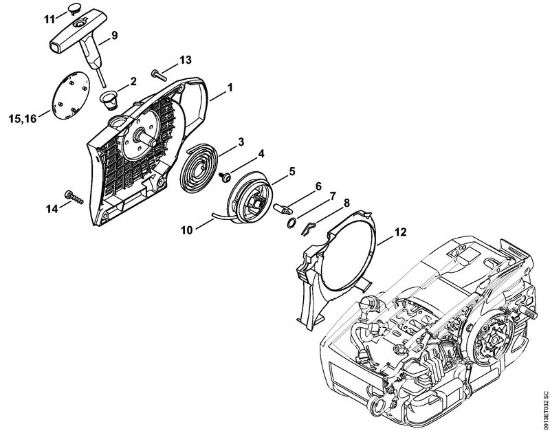 Motosierras de gasolina (MS) MS 201 C-M Mecanismo de arranque de la marca Stihl