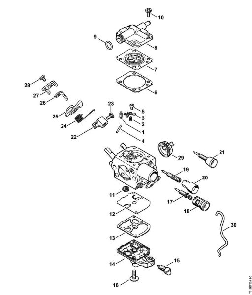 Motosierras de gasolina (MS) MS 201 TC-E Carburador C1Q-S281, C1Q-S284 de la marca Stihl