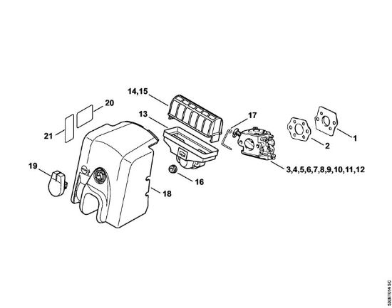 Motosierras de gasolina (MS) MS 210 C-B Filtro de aire de la marca Stihl