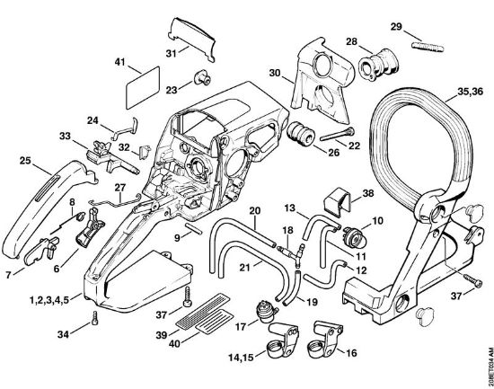 Motosierras de gasolina (MS) MS 210 C-BE Carcasa de la empuóadura de la marca Stihl