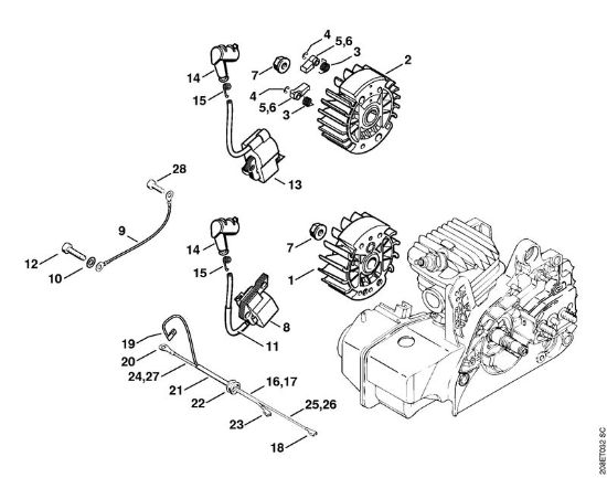 Motosierras de gasolina (MS) MS 210 C-BE Sistema de encendido de la marca Stihl