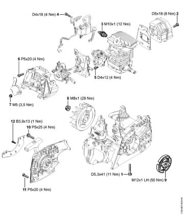 Motosierras de gasolina (MS) MS 211 Pares de apriete de la marca Stihl