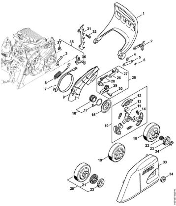 Motosierras de gasolina (MS) MS 211 Protector, Freno de cadena MS 211 de la marca Stihl