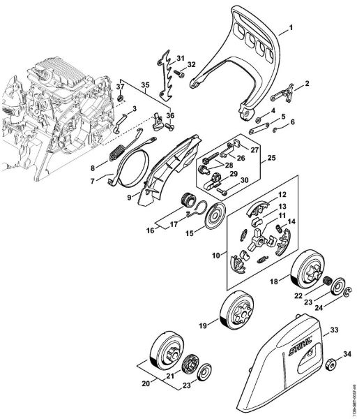 Motosierras de gasolina (MS) MS 211 Protector, Freno de cadena MS 211 de la marca Stihl