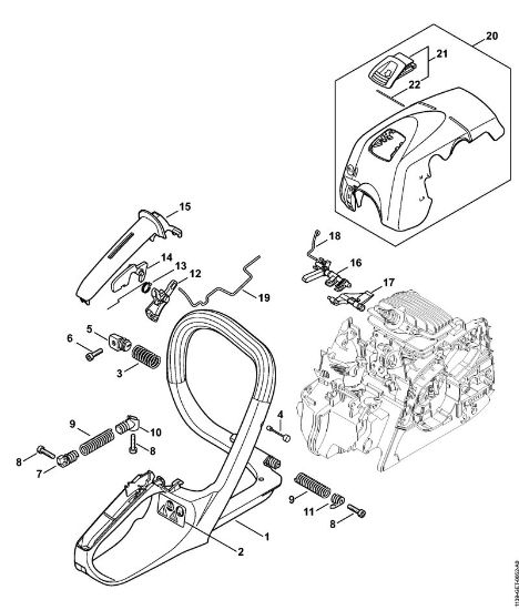 Motosierras de gasolina (MS) MS 211 C-BE Bastidor del manillar, Cubierta MS 211 C-BE de la marca Stihl