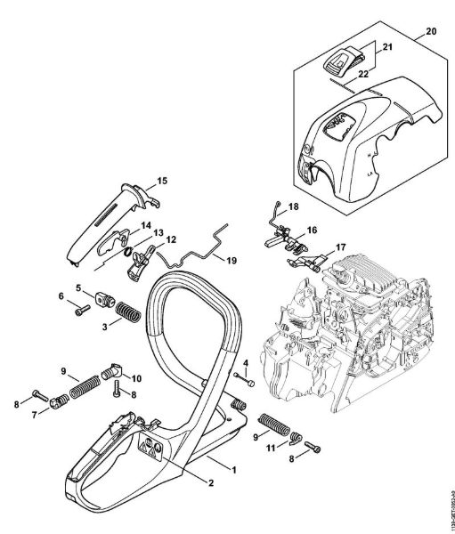Motosierras de gasolina (MS) MS 211 C-BE Bastidor del manillar, Cubierta MS 211 C-BE de la marca Stihl