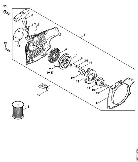 Motosierras de gasolina (MS) MS 211 C-BE Mecanismo de arranque ErgoStart de la marca Stihl