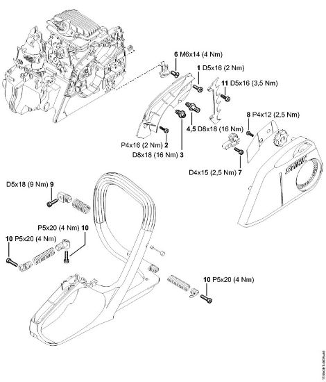 Motosierras de gasolina (MS) MS 211 C-BE Pares de apriete de la marca Stihl