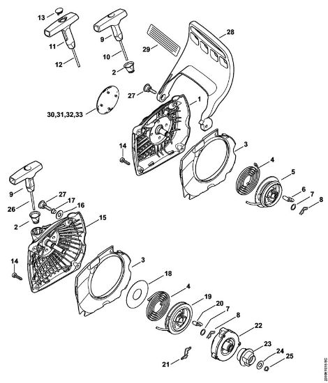 Motosierras de gasolina (MS) MS 231 Mecanismo de arranque, Protector salvamanos de la marca Stihl