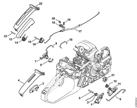 Motosierras de gasolina (MS) MS 231 Mecanismo del acelerador de la marca Stihl