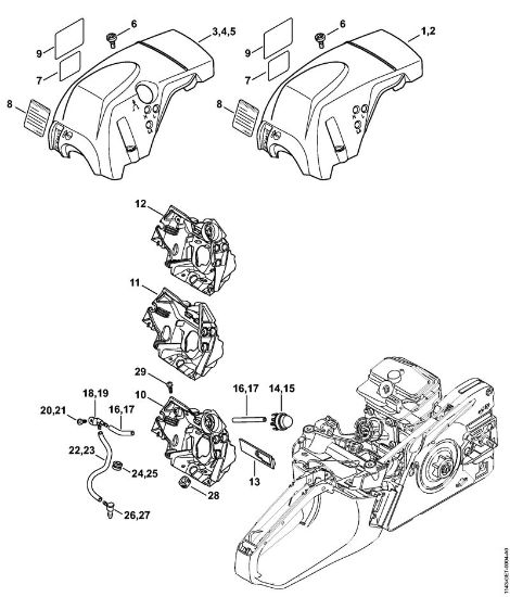 Motosierras de gasolina (MS) MS 231 C-BE Cubierta, Conducción de aire de la marca Stihl