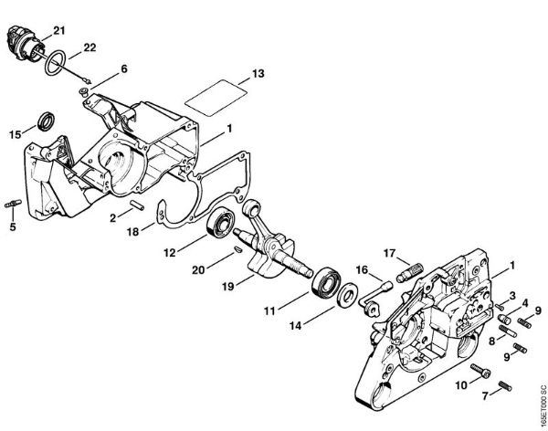 Motosierras de gasolina (MS) MS 240 Cárter del cigüeóal de la marca Stihl