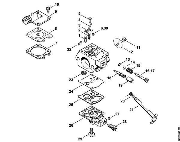 Motosierras de gasolina (MS) MS 240 Carburador WTE-3 de la marca Stihl