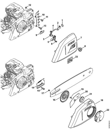 Motosierras de gasolina (MS) MS 241 C-BEM Dispositivo tensor de la cadena, Tapa del pióón de cadena de la marca Stihl