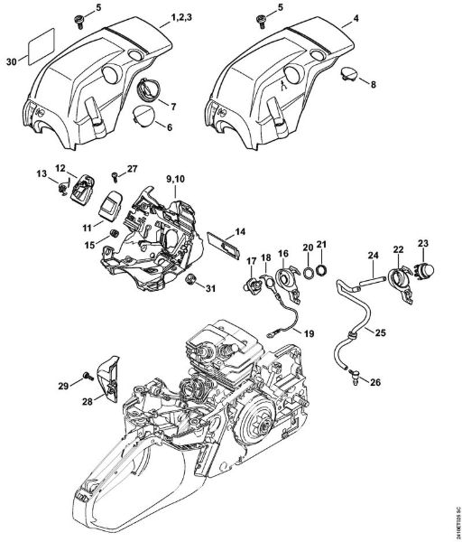 Motosierras de gasolina (MS) MS 241 C-M VW Cubierta, Conducción de aire de la marca Stihl