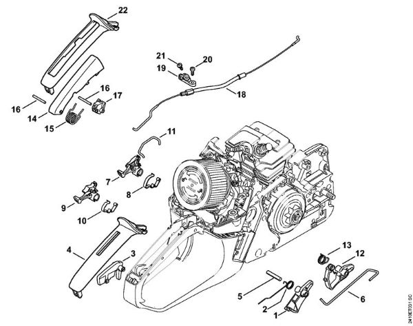 Motosierras de gasolina (MS) MS 241 C-M VW Mecanismo del acelerador de la marca Stihl