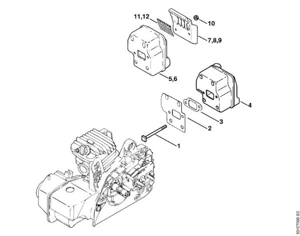 Motosierras de gasolina (MS) MS 250 Silenciador de la marca Stihl