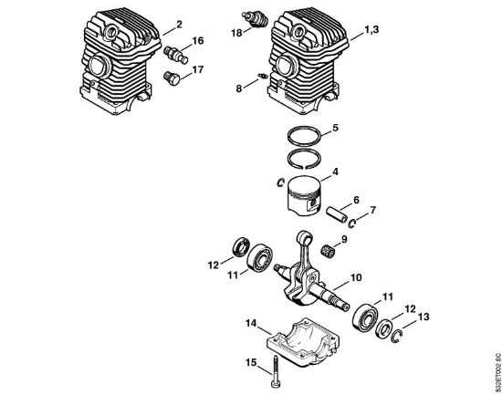 Motosierras de gasolina (MS) MS 250 C-B Piezas motrices de la marca Stihl