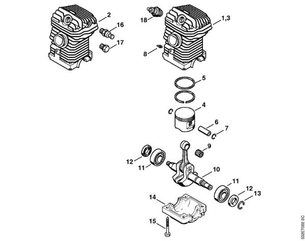 Motosierras de gasolina (MS) MS 250 C-B Piezas motrices de la marca Stihl