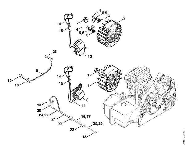 Motosierras de gasolina (MS) MS 250 C-B Sistema de encendido de la marca Stihl
