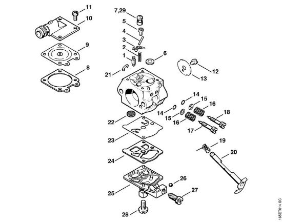 Motosierras de gasolina (MS) MS 260 C-B W Carburador WT-426   1 62 154 675, 2 62 187 361 (07.2004) de la marca Stihl