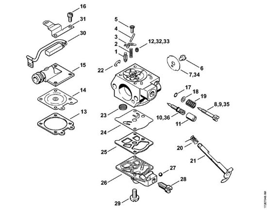 Motosierras de gasolina (MS) MS 260 C-B W Carburador WTE-1, WTE-2, WTE-4, WTE-11 de la marca Stihl