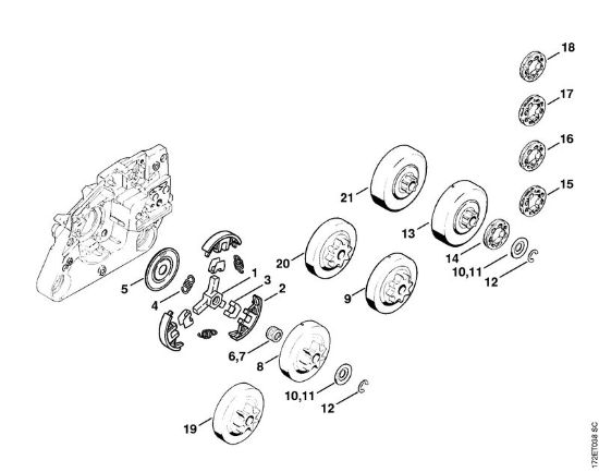 Motosierras de gasolina (MS) MS 260 C-B W Embrague, Pióón de la marca Stihl