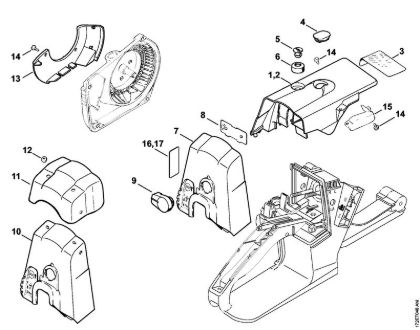 Motosierras de gasolina (MS) MS 260-N Cubierta, Tapa de la caja del carburador de la marca Stihl