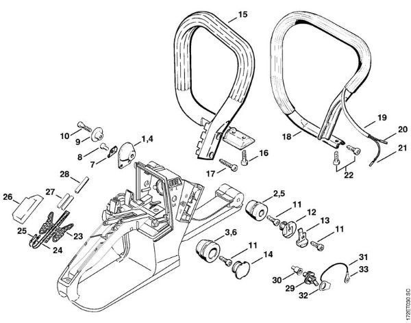 Motosierras de gasolina (MS) MS 260-VW Systema AV, Manillar tubular de la marca Stihl