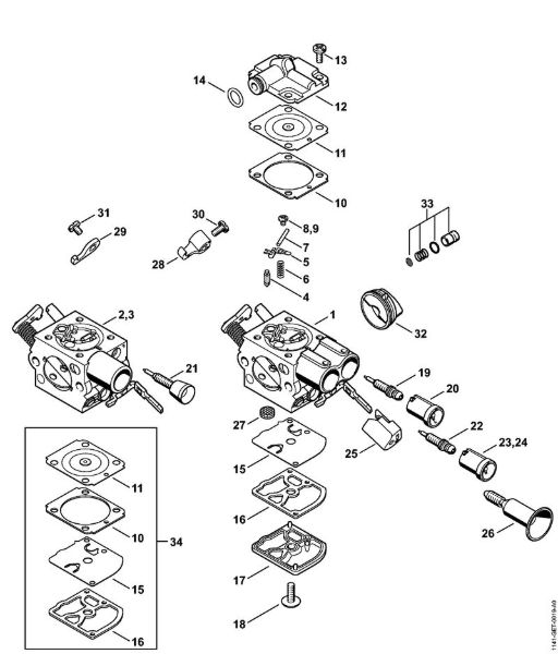 Motosierras de gasolina (MS) MS 261 Carburador 1141/46, C1Q-S211, C1Q-S178 de la marca Stihl