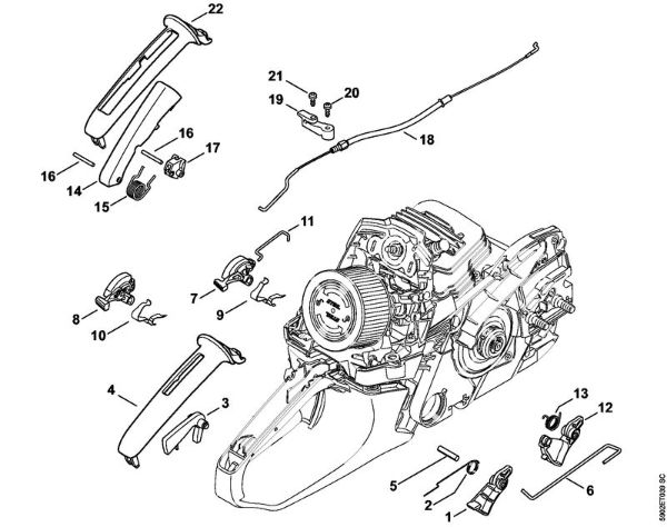 Motosierras de gasolina (MS) MS 261 C-M Mecanismo del acelerador de la marca Stihl