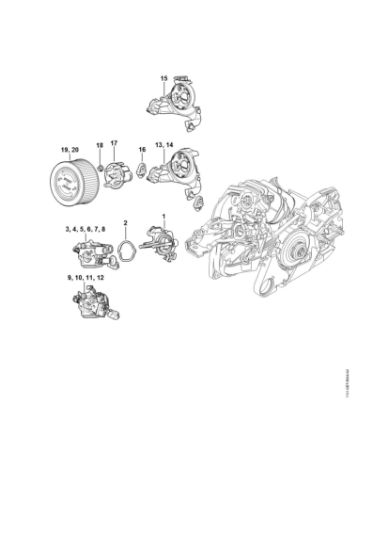 Imagen de Soporte del carburador, Filtro de aire MS 261 C-MQ