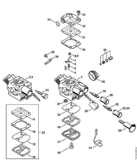 Motosierras de gasolina (MS) MS 261-VW Carburador C1Q-S254, C1Q-S213, C1Q-S180 de la marca Stihl
