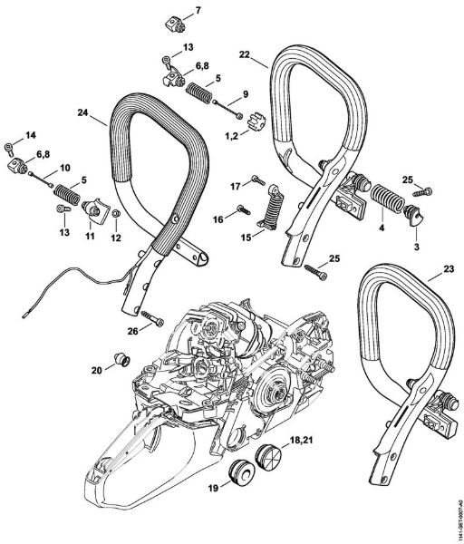 Motosierras de gasolina (MS) MS 261-VW Systema AV, Manillar tubular de la marca Stihl