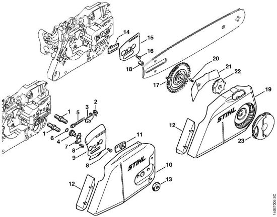 Motosierras de gasolina (MS) MS 270 C-B Dispositivo tensor de la cadena de la marca Stihl